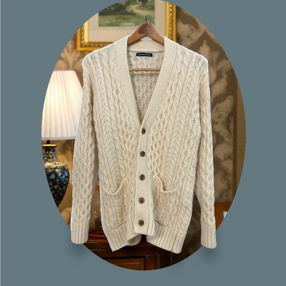 Brandy Melville Wool Chunky Sweater Cardigan. Cream/Ivory. Size: Medium - Picture 1 of 9